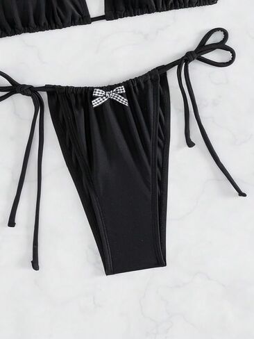 SOLY HUX Women's Bikini Sets High Waisted Two Piece Swimsuits Sexy Bowknot Tie Side Triangle Halter Bathing Suits in Saudi Arabia