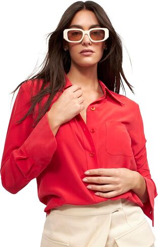 Equipment Women’s Quinn Solid Blouse with Pockets – Oversized Silk Blouse for Women in Saudi Arabia