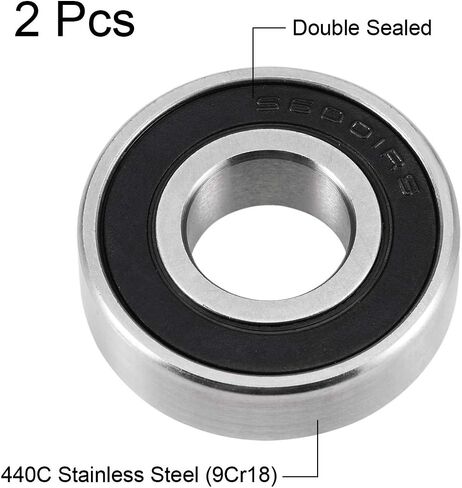 Uxcell S6001-2RS محامل الكرات الأخدود العميق 12 مم × 28 مم × 8 مم مزدوجة مختومة 440C من الفولاذ المقاوم للصدأ 2 قطعة in Kuwait