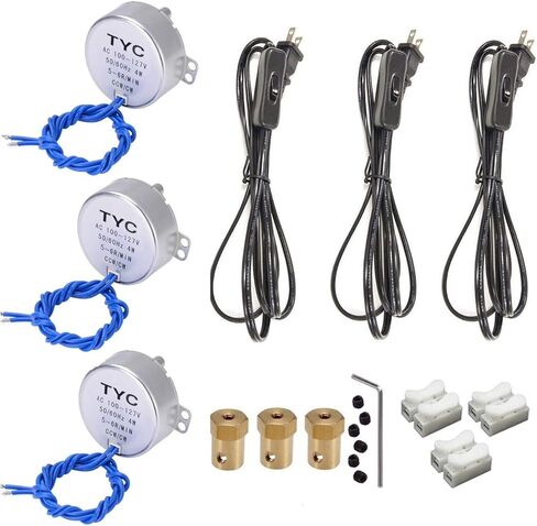 Craftbay 3PCS محرك متزامن متزامن محرك القرص الدوار محرك كهربائي متزامن لكأس تيرنر Cuptisserie بهلوان كأس الدوار مع موصل اقتران مرن 7 مم 50/60 هرتز 4 واط 5-6 دورة في الدقيقة / دقيقة CCW / CW in Kuwait