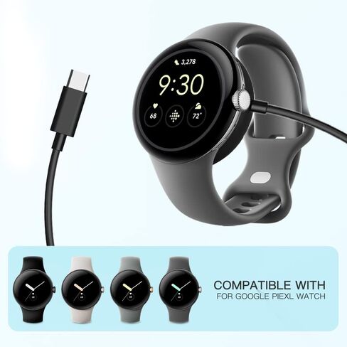 𝐔𝐩𝐠𝐫𝐚𝐝𝐞𝐝 Watch Charger Compatible for Google Pixel Watch, Fast Charging Cable [Portable] Wireless Charging (Black) in Saudi Arabia