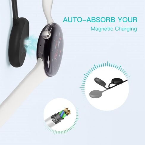 𝐔𝐩𝐠𝐫𝐚𝐝𝐞𝐝 Watch Charger Compatible for Google Pixel Watch, Fast Charging Cable [Portable] Wireless Charging (Black) in Saudi Arabia