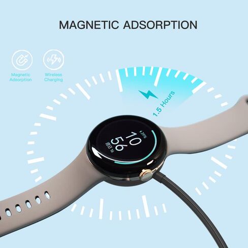 𝐔𝐩𝐠𝐫𝐚𝐝𝐞𝐝 Watch Charger Compatible for Google Pixel Watch, Fast Charging Cable [Portable] Wireless Charging (Black) in Saudi Arabia