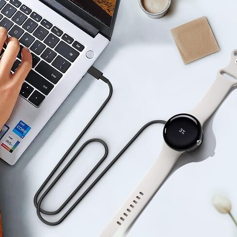𝐔𝐩𝐠𝐫𝐚𝐝𝐞𝐝 Watch Charger Compatible for Google Pixel Watch, Fast Charging Cable [Portable] Wireless Charging (Black) in Saudi Arabia