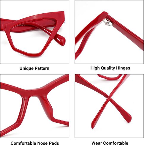 VOOGLAM Multicolor Cat Eye Blue Light Blocking Glasses, Fashion Fake Glasses Frame for Women Anti Eyestrain & UV in Saudi Arabia