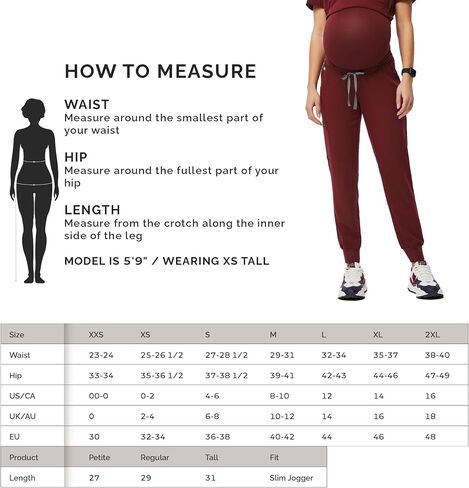 FIGS Zamora Jogger Maternity Scrub Pants for Women — Slim Fit, 5 Pockets, 4-Way Stretch, Anti-Wrinkle Women Scrub Bottoms in Saudi Arabia