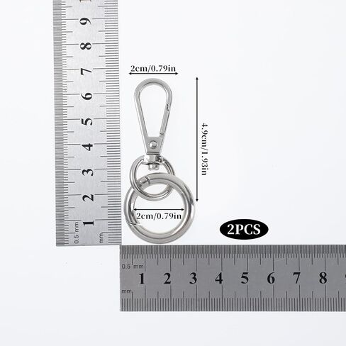 2 PCS Keychain Clasp Lobster Metal Swivel Snap Hooks with Key Rings,Double Opening Swivel Snap Double Necklace Clasp Keychain Hooks for Lanyard Key Art Crafts Making Cages (Silver) in Saudi Arabia