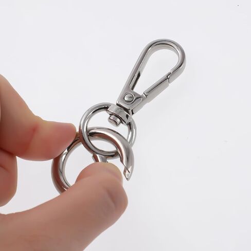 2 PCS Keychain Clasp Lobster Metal Swivel Snap Hooks with Key Rings,Double Opening Swivel Snap Double Necklace Clasp Keychain Hooks for Lanyard Key Art Crafts Making Cages (Silver) in Saudi Arabia