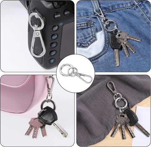 2 PCS Keychain Clasp Lobster Metal Swivel Snap Hooks with Key Rings,Double Opening Swivel Snap Double Necklace Clasp Keychain Hooks for Lanyard Key Art Crafts Making Cages (Silver) in Saudi Arabia