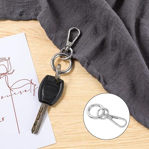 2 PCS Keychain Clasp Lobster Metal Swivel Snap Hooks with Key Rings,Double Opening Swivel Snap Double Necklace Clasp Keychain Hooks for Lanyard Key Art Crafts Making Cages (Silver) in Saudi Arabia