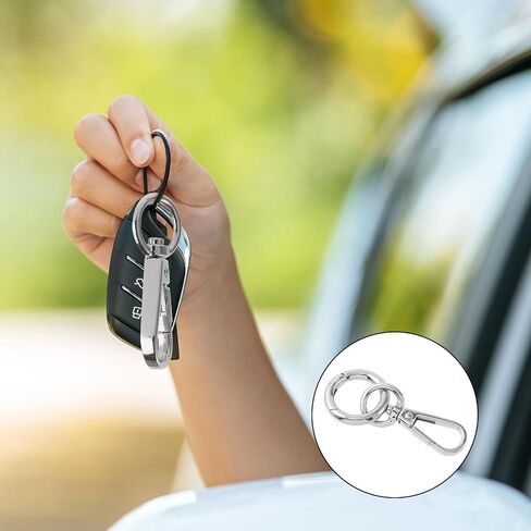 2 PCS Keychain Clasp Lobster Metal Swivel Snap Hooks with Key Rings,Double Opening Swivel Snap Double Necklace Clasp Keychain Hooks for Lanyard Key Art Crafts Making Cages (Silver) in Saudi Arabia