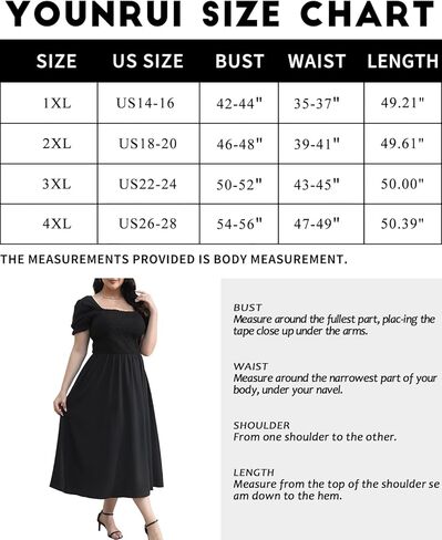 Younrui Women's 2024 Summer Casual Dress Plus Size Smocked Midi Calf Length Puff Sleeve Floral Dresses with Pockets in Saudi Arabia