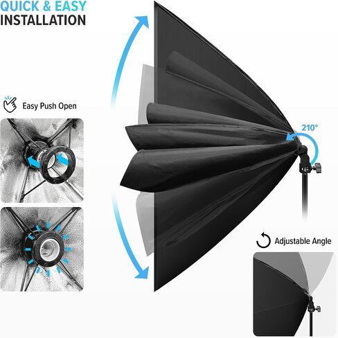 Julius Studio [عبوة واحدة] طقم إضاءة LED Softbox بقدرة 85 وات، صندوق ناعم مقاس 20 × 28 بوصة (عرض × ارتفاع) مع جهاز تحكم عن بعد، سطوع مفرط 6300 لومن، تحكم في الألوان 3200K-5500K، معدّل ناشر ضوء ناعم، JSAG747 in Saudi Arabia