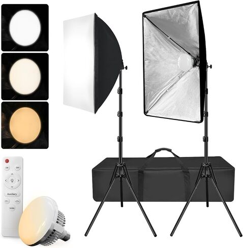 Julius Studio [عبوة واحدة] طقم إضاءة LED Softbox بقدرة 85 وات، صندوق ناعم مقاس 20 × 28 بوصة (عرض × ارتفاع) مع جهاز تحكم عن بعد، سطوع مفرط 6300 لومن، تحكم في الألوان 3200K-5500K، معدّل ناشر ضوء ناعم، JSAG747 in Saudi Arabia