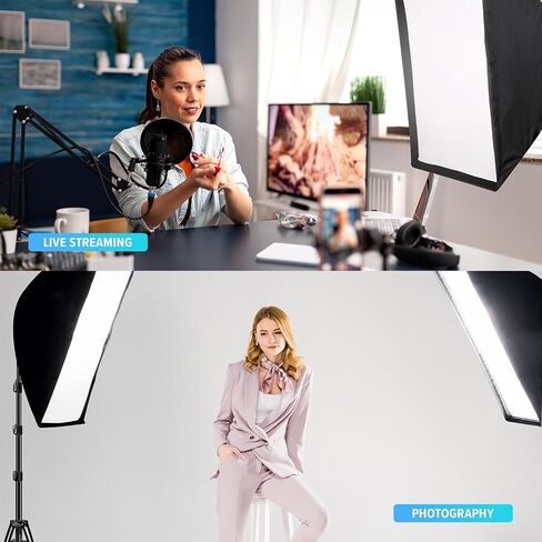 Julius Studio [عبوة واحدة] طقم إضاءة LED Softbox بقدرة 85 وات، صندوق ناعم مقاس 20 × 28 بوصة (عرض × ارتفاع) مع جهاز تحكم عن بعد، سطوع مفرط 6300 لومن، تحكم في الألوان 3200K-5500K، معدّل ناشر ضوء ناعم، JSAG747 in Saudi Arabia