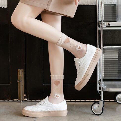 7 Pair Women Sheer Socks, Grunge Summer Transparent Thin Mesh Long Socks, Coquette Lace Ruffle Crystal Glass Socks in Saudi Arabia