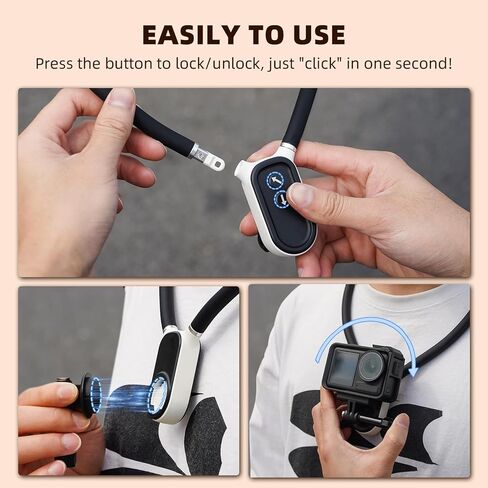 حامل الرقبة المغناطيسي Flymile متوافق مع GoPro Hero 12 11 10 9 OSMO Action 4 3 Insta360، حامل تثبيت سريع للقلادة مع مشبك هاتف لهواتف iPhone Android وملحقات POV VLOG in Kuwait