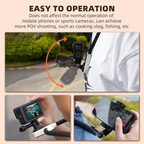 حامل الرقبة المغناطيسي Flymile متوافق مع GoPro Hero 12 11 10 9 OSMO Action 4 3 Insta360، حامل تثبيت سريع للقلادة مع مشبك هاتف لهواتف iPhone Android وملحقات POV VLOG in Kuwait