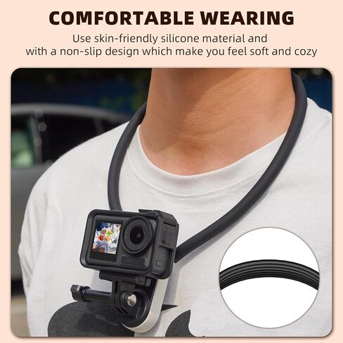 حامل الرقبة المغناطيسي Flymile متوافق مع GoPro Hero 12 11 10 9 OSMO Action 4 3 Insta360، حامل تثبيت سريع للقلادة مع مشبك هاتف لهواتف iPhone Android وملحقات POV VLOG in Kuwait