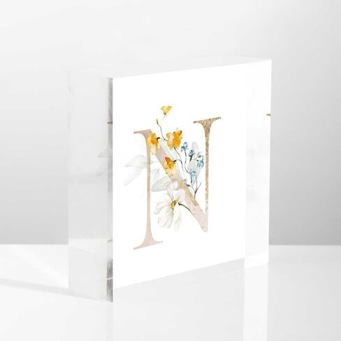 NOHSHE Thank You Gift Ideas Hand-Painted Vintage Flowers with Letter N Acrylic Desk Decor 4x4 Tabletop Wall Sign - Counselor Gifts for Women - Appreciation Gifts for Coworkers in Saudi Arabia