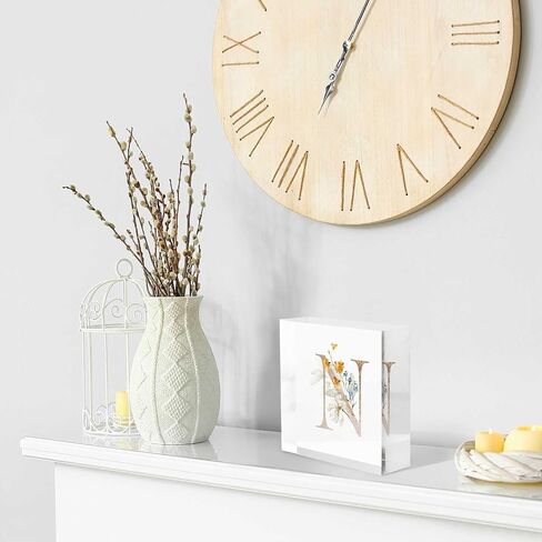 NOHSHE Thank You Gift Ideas Hand-Painted Vintage Flowers with Letter N Acrylic Desk Decor 4x4 Tabletop Wall Sign - Counselor Gifts for Women - Appreciation Gifts for Coworkers in Saudi Arabia