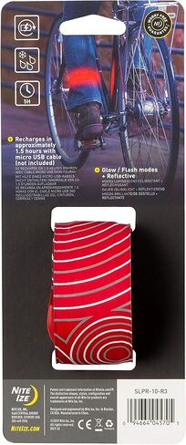 Nite Ize SlapLit Rechargeable LED Slap Wrap - Light-Up Slap Band for Wrists or Ankles - Wristband with LED Light for Nighttime Visibility - Running, Biking, Hiking & More - Red with Red LED in Saudi Arabia