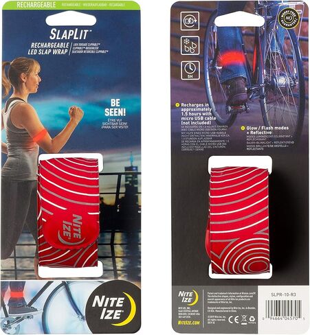 Nite Ize SlapLit Rechargeable LED Slap Wrap - Light-Up Slap Band for Wrists or Ankles - Wristband with LED Light for Nighttime Visibility - Running, Biking, Hiking & More - Red with Red LED in Saudi Arabia