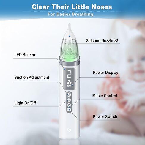 TopQuaFocus Nasal Aspirator for Adult & Baby Effective Nose Sucker for Quick Relief Ideal Nasal Suction for Babies and Toddlers 3 Silicone Tips Adjustable Suction Level - Lavage Care System in Kuwait