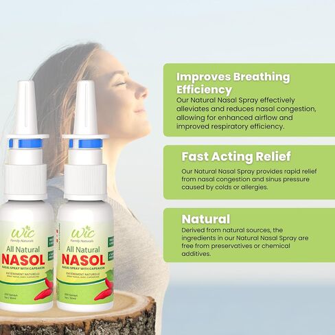 Capsaicin Nasal Spray - 200Sprays - Natural Sinus Relief, Sinus Relief Spray, Natural Allergy Sinus Spray for Stuffy Nose, Non-Addictive Formula for Holistic Nasal Wellness(1) in Saudi Arabia