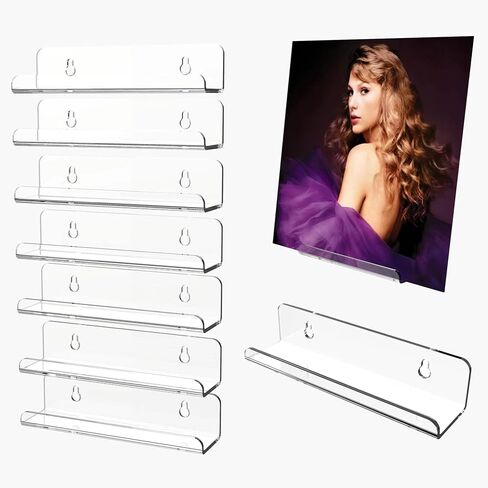Clear Vinyl Record Shelf Wall Mount 8 Pack 7 Inch, Acrylic Vinyl Album Holder Display, CD shelf, Album Frame Organizer, Kids Bookshelf, Floating Wall Shelf in Home Office and Record Store in Saudi Arabia