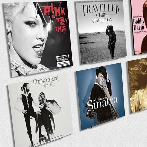 Clear Vinyl Record Shelf Wall Mount 8 Pack 7 Inch, Acrylic Vinyl Album Holder Display, CD shelf, Album Frame Organizer, Kids Bookshelf, Floating Wall Shelf in Home Office and Record Store in Saudi Arabia
