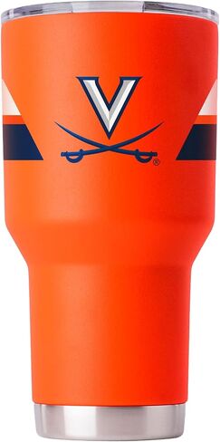 Gametime Sidekicks Virginia 30oz Dark Orange Tumbler - Officially Licensed, 18/8 Stainless Steel, Double-walled, Vacuum-insulated, UV LED Printed Logos, Sweatless, Stays Hot/Cold - 360 Wrap in Saudi Arabia