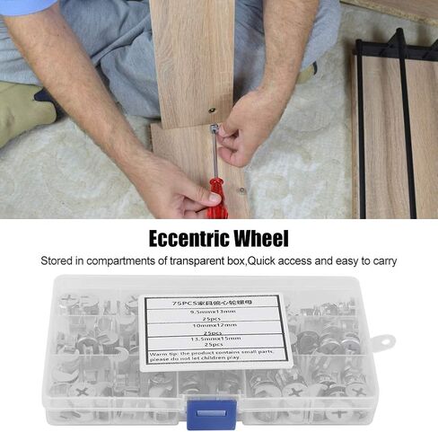 75pcs Cam Lock Fittings Cam Nut Furniture Eccentric Wheel Nut Set 3-in-1 Connector Fastener, Screws in Saudi Arabia