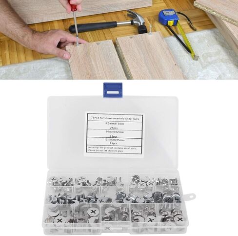 75pcs Cam Lock Fittings Cam Nut Furniture Eccentric Wheel Nut Set 3-in-1 Connector Fastener, Screws in Saudi Arabia