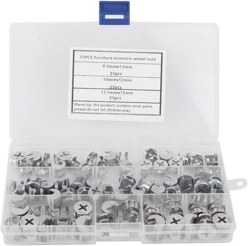 75pcs Cam Lock Fittings Cam Nut Furniture Eccentric Wheel Nut Set 3-in-1 Connector Fastener, Screws in Saudi Arabia