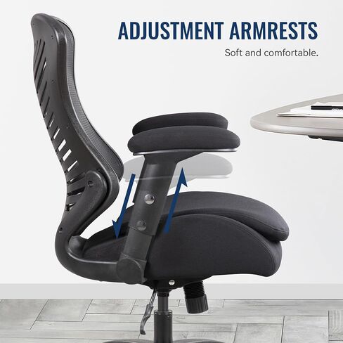 Office Mesh Computer Desk Chair, with Lumbar Support Pillow, Double Seat Cushion,Height Adjustable Armrest -Black in Saudi Arabia