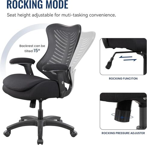 Office Mesh Computer Desk Chair, with Lumbar Support Pillow, Double Seat Cushion,Height Adjustable Armrest -Black in Saudi Arabia