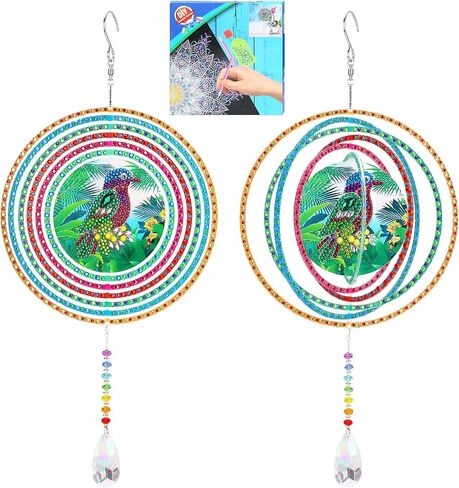 Liccyy جديد 3D شنق الماس الفن اللوحة الرياح الرنين Suncatcher مجموعات الملحقات للبالغين والأطفال المبتدئين، 5D الكريستال جوهرة الفن الطلاء Suncatcher حسب الرقم DIY هدية المنزل حديقة نافذة الديكور، الطيور in Saudi Arabia