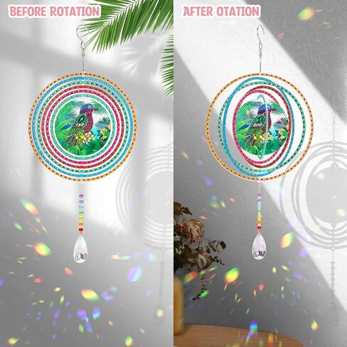 Liccyy جديد 3D شنق الماس الفن اللوحة الرياح الرنين Suncatcher مجموعات الملحقات للبالغين والأطفال المبتدئين، 5D الكريستال جوهرة الفن الطلاء Suncatcher حسب الرقم DIY هدية المنزل حديقة نافذة الديكور، الطيور in Saudi Arabia