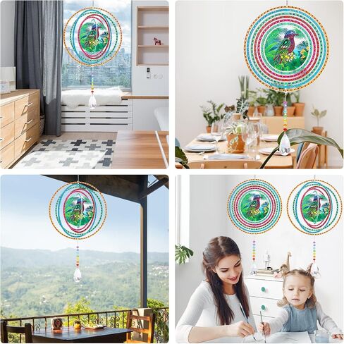 Liccyy جديد 3D شنق الماس الفن اللوحة الرياح الرنين Suncatcher مجموعات الملحقات للبالغين والأطفال المبتدئين، 5D الكريستال جوهرة الفن الطلاء Suncatcher حسب الرقم DIY هدية المنزل حديقة نافذة الديكور، الطيور in Saudi Arabia