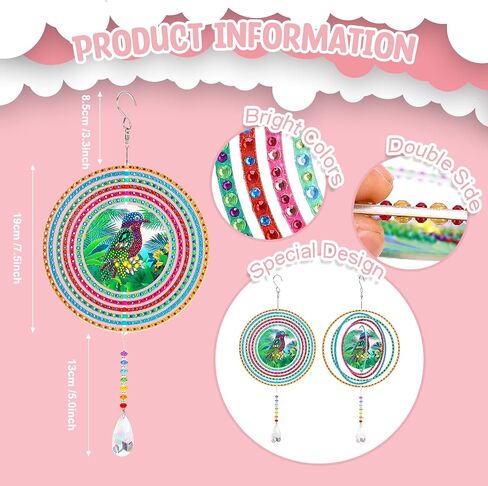 Liccyy جديد 3D شنق الماس الفن اللوحة الرياح الرنين Suncatcher مجموعات الملحقات للبالغين والأطفال المبتدئين، 5D الكريستال جوهرة الفن الطلاء Suncatcher حسب الرقم DIY هدية المنزل حديقة نافذة الديكور، الطيور in Saudi Arabia