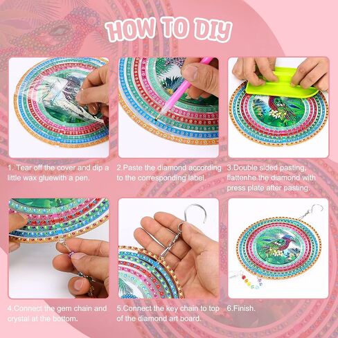 Liccyy جديد 3D شنق الماس الفن اللوحة الرياح الرنين Suncatcher مجموعات الملحقات للبالغين والأطفال المبتدئين، 5D الكريستال جوهرة الفن الطلاء Suncatcher حسب الرقم DIY هدية المنزل حديقة نافذة الديكور، الطيور in Saudi Arabia