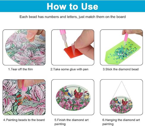 EEEKit 5D DIY مجموعات الطلاء الماس الطيور الكاردينال، الحرف الفنية الماس للبالغين، زهرة الطيور الماس الكريستال جوهرة الفن Suncatcher، الماس الصغيرة رسمت زخرفة معلقة علامة جدار الفن المعلقات نافذة in Saudi Arabia