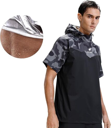 HOTSUIT Mens Sauna Jacket Short Sleeve Zipper Sweat Sauna Suit Workout Boxing Shirts in Saudi Arabia