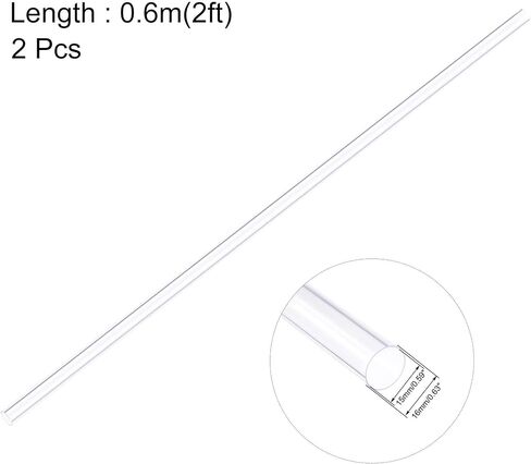 uxcell 2pcs Clear Rigid PVC Pipe 19/32"(15mm) ID x 5/8"(16mm) x 2ft Round Tube Tubing in Saudi Arabia