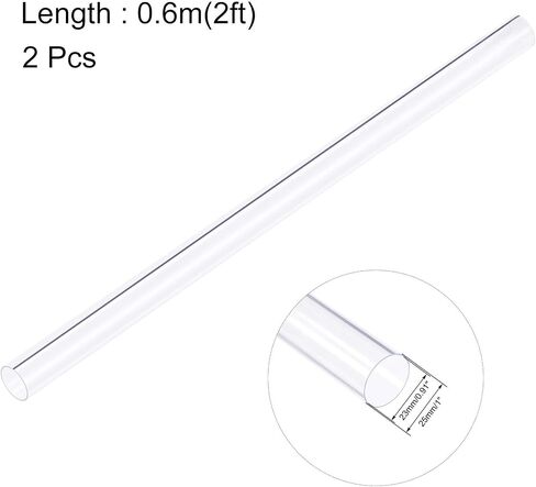 uxcell 2pcs Clear Rigid PVC Pipe 19/32"(15mm) ID x 5/8"(16mm) x 2ft Round Tube Tubing in Saudi Arabia