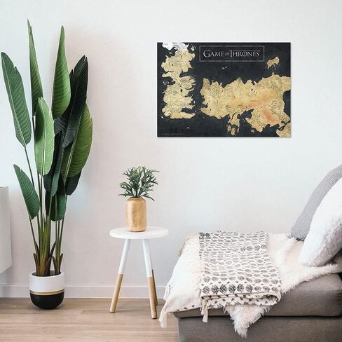 MIGHTYPRINT لعبة العروش - خريطة ويستروس - لوحة فنية جدارية متينة مقاس 24 بوصة × 17 - غير مصنوعة من الورق - مجموعة مرخصة رسميًا in Kuwait