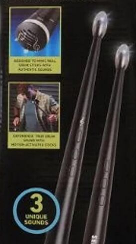 أعواد الطبول الإلكترونية، أعواد طبلة هوائية تعمل بالبطارية، أعواد طبلة هوائية ذات إيقاع روك مع أضواء LED وأصوات أدوات مدمجة متعددة مع طرف حساس + مكبر صوت in Kuwait
