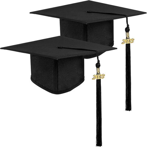 Lawei 2 Pieces Matte Graduation Cap with Tassel 2024, Adjustable Black Graduation Hat, Sweat Absorbing Breathable Unisex Adult Graduation Cap for Men Women High School and College Ceremony in Kuwait
