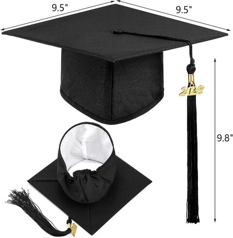 Lawei 2 Pieces Matte Graduation Cap with Tassel 2024, Adjustable Black Graduation Hat, Sweat Absorbing Breathable Unisex Adult Graduation Cap for Men Women High School and College Ceremony in Kuwait